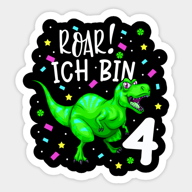 Dinosaurier Kinder 4. Geburtstag Dino T-Rex Jungen Sticker by Foxxy Merch